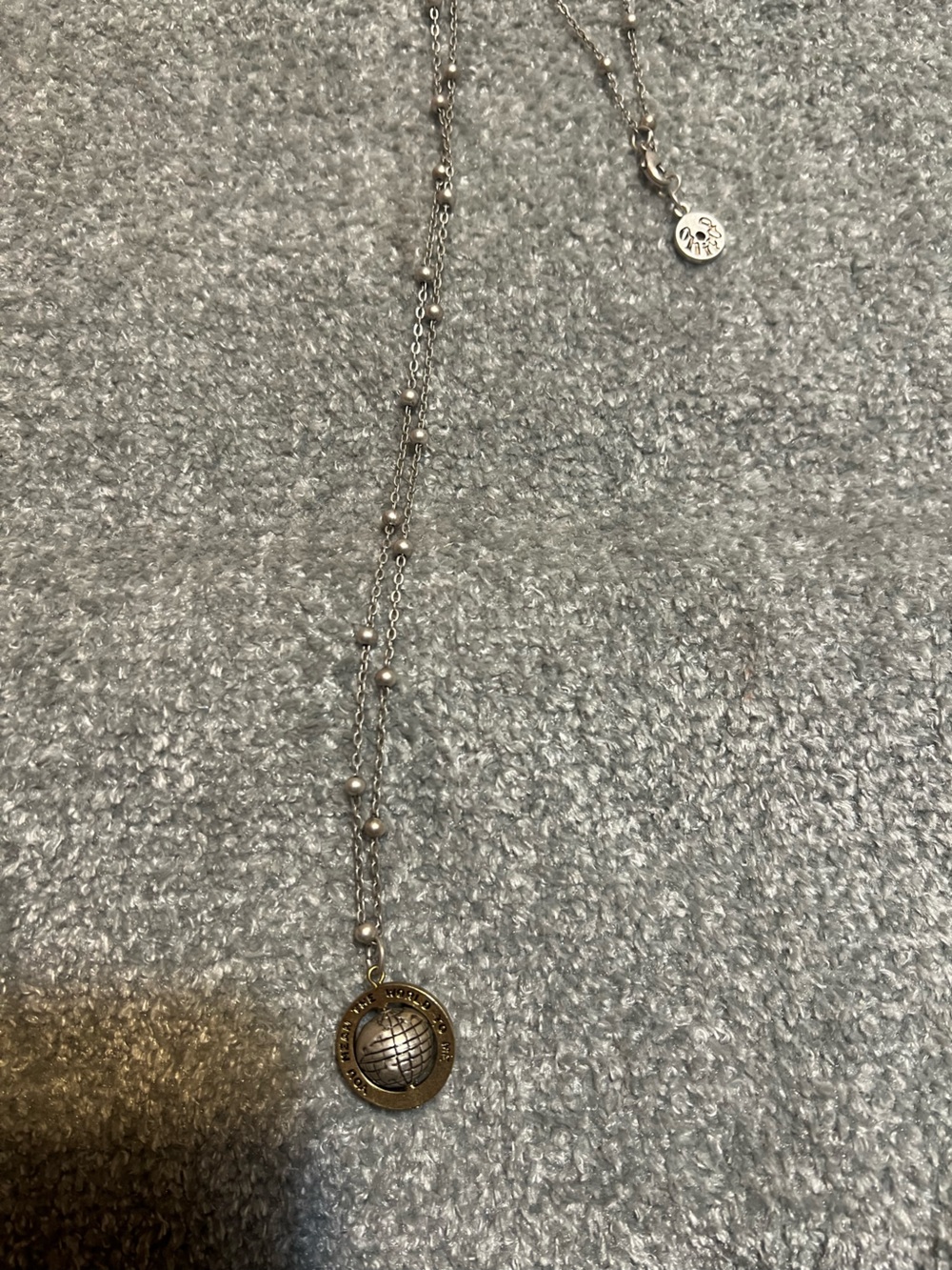 You Mean the World to Me Silver and Gold Tone Necklace